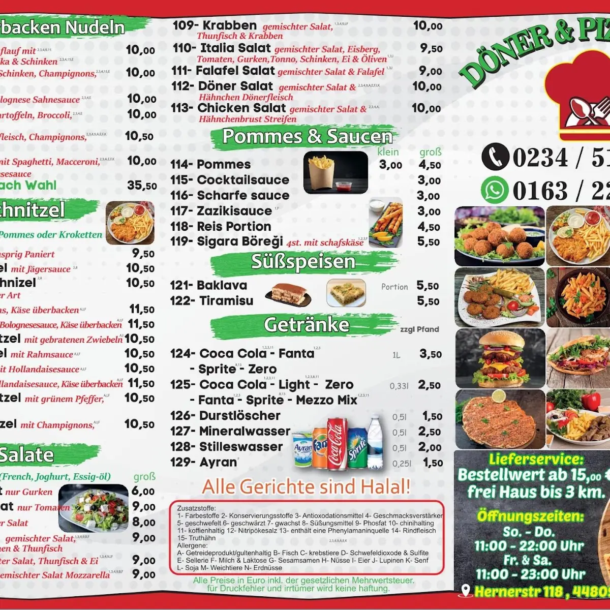 Speisekarte, Döner & Pizza Haus