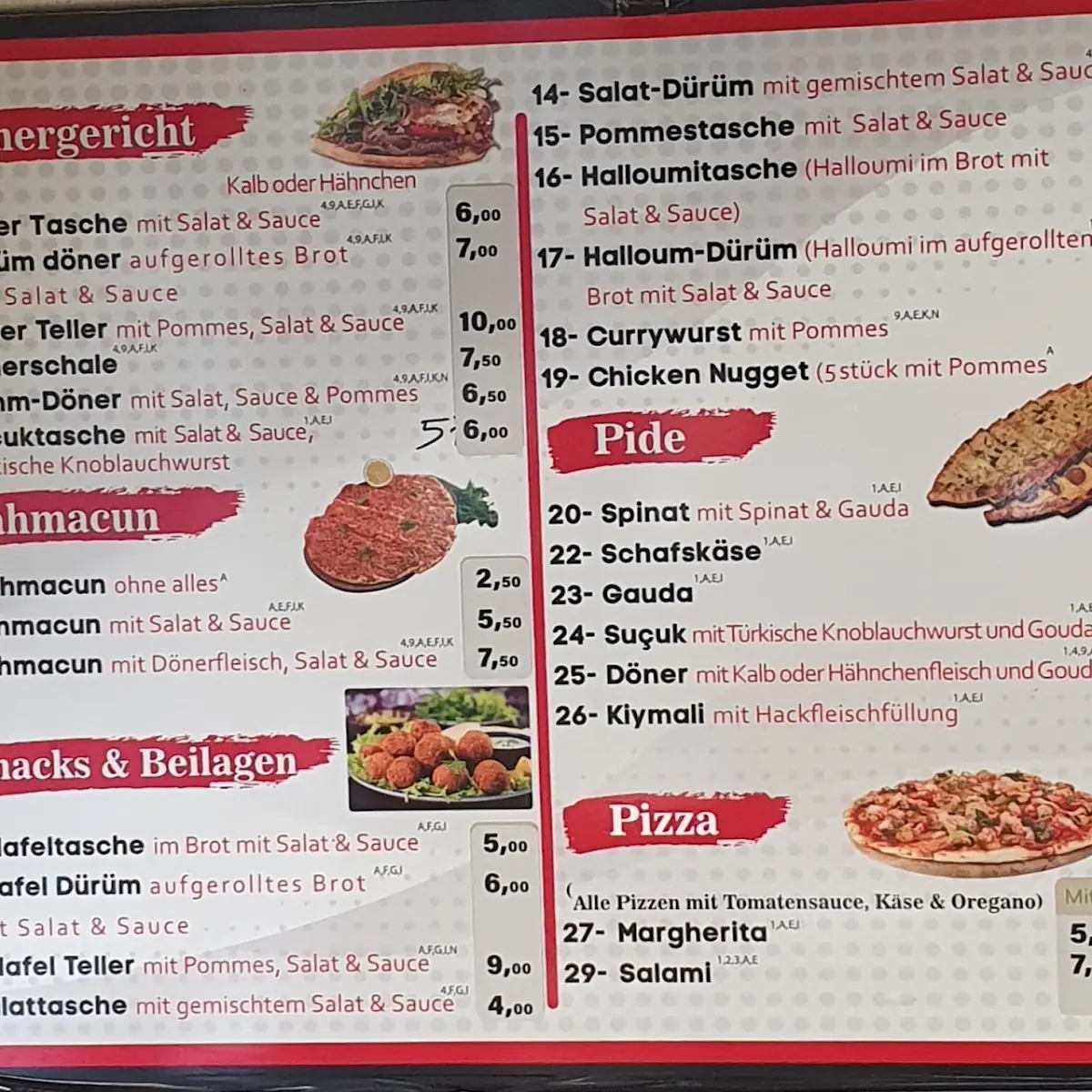 Speisekarte, Döner & Pizza Haus