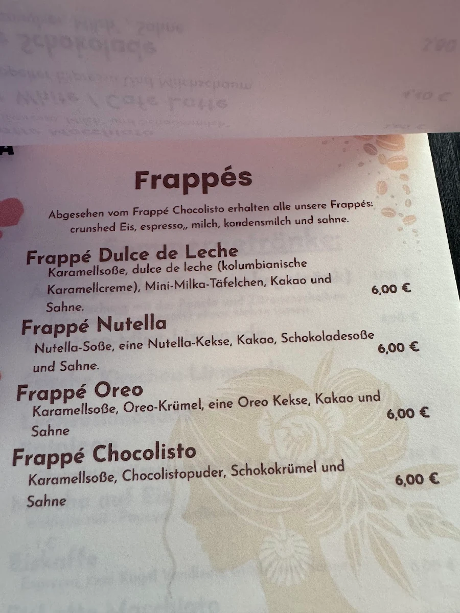 Speisekarte, Grano de Café Colombia