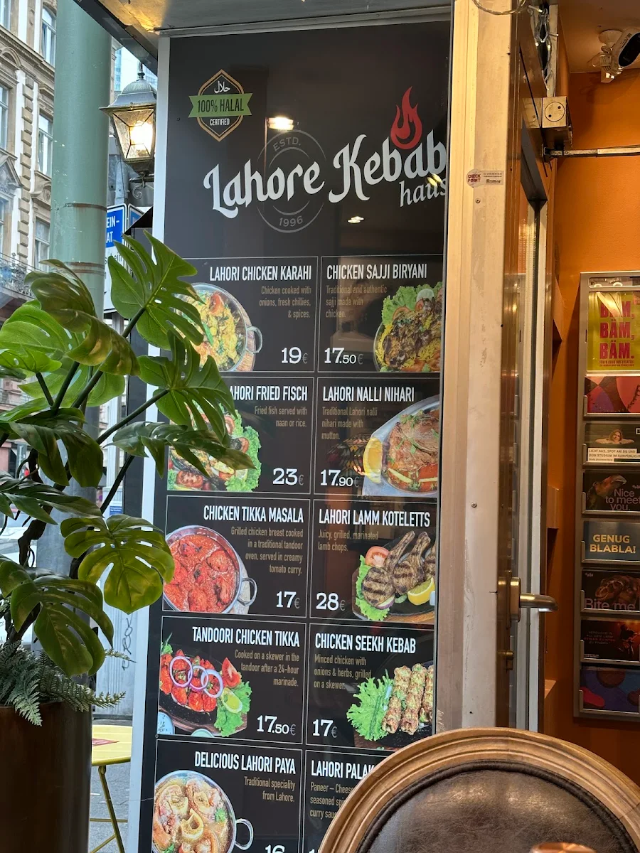 Speisekarte, Restaurant Lahore Kebab Haus