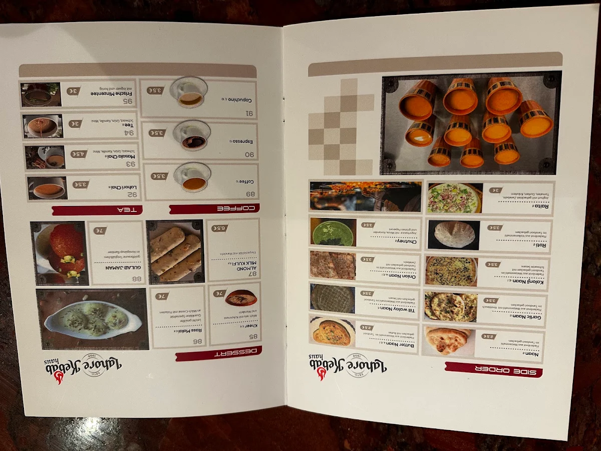 Speisekarte, Restaurant Lahore Kebab Haus