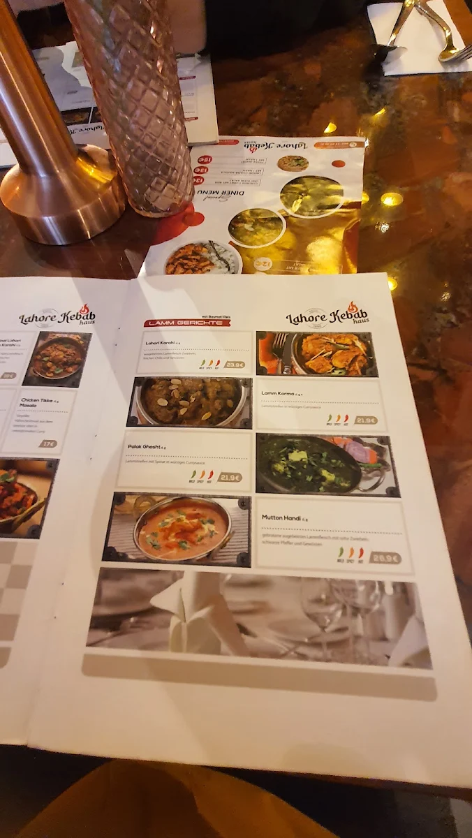 Speisekarte, Restaurant Lahore Kebab Haus