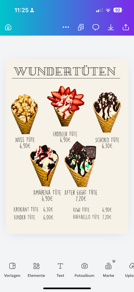 Speisekarte, Eiscafé Monti Bruchköbel