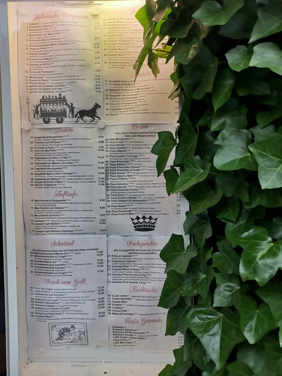 Speisekarte, Restaurant Prinz Buer