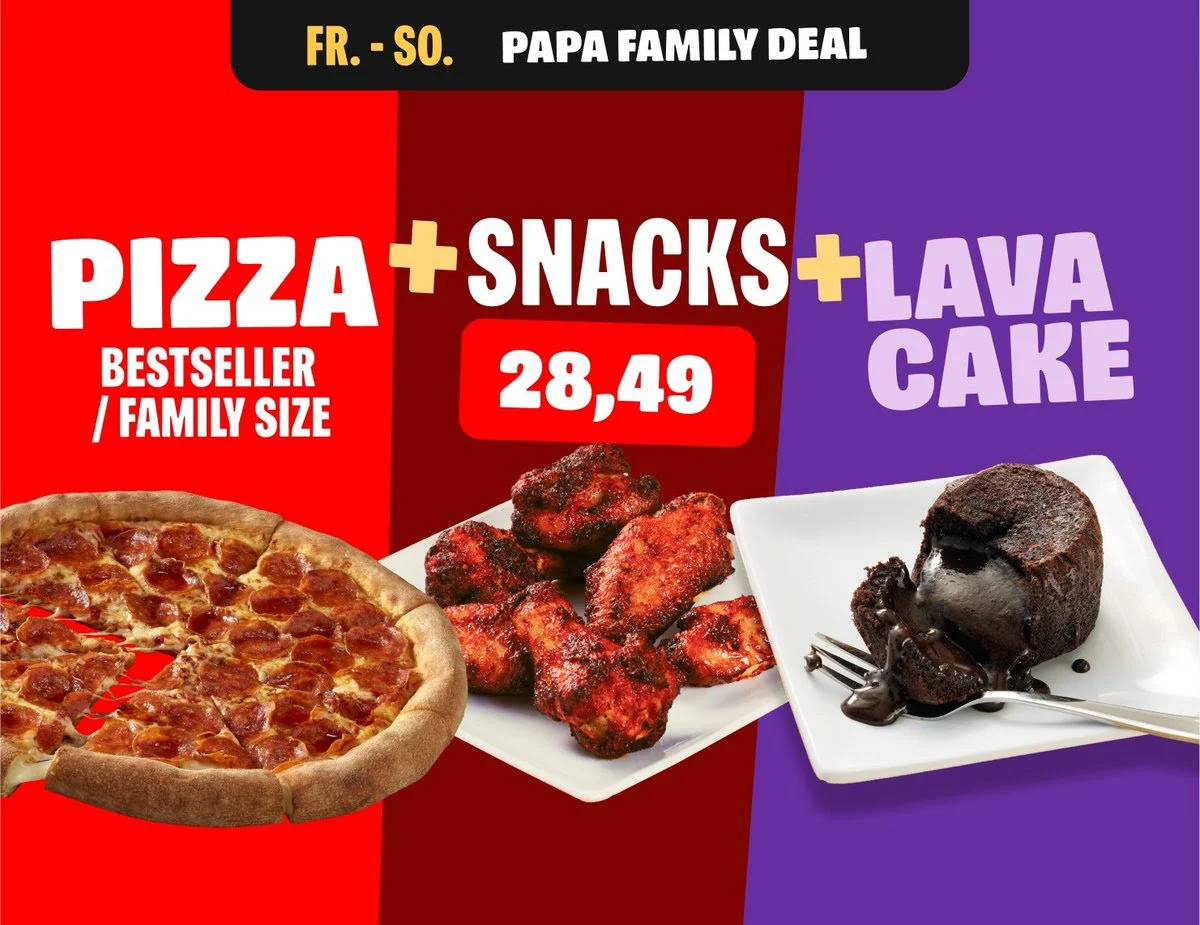 Speisekarte, Papa Johns Pizza