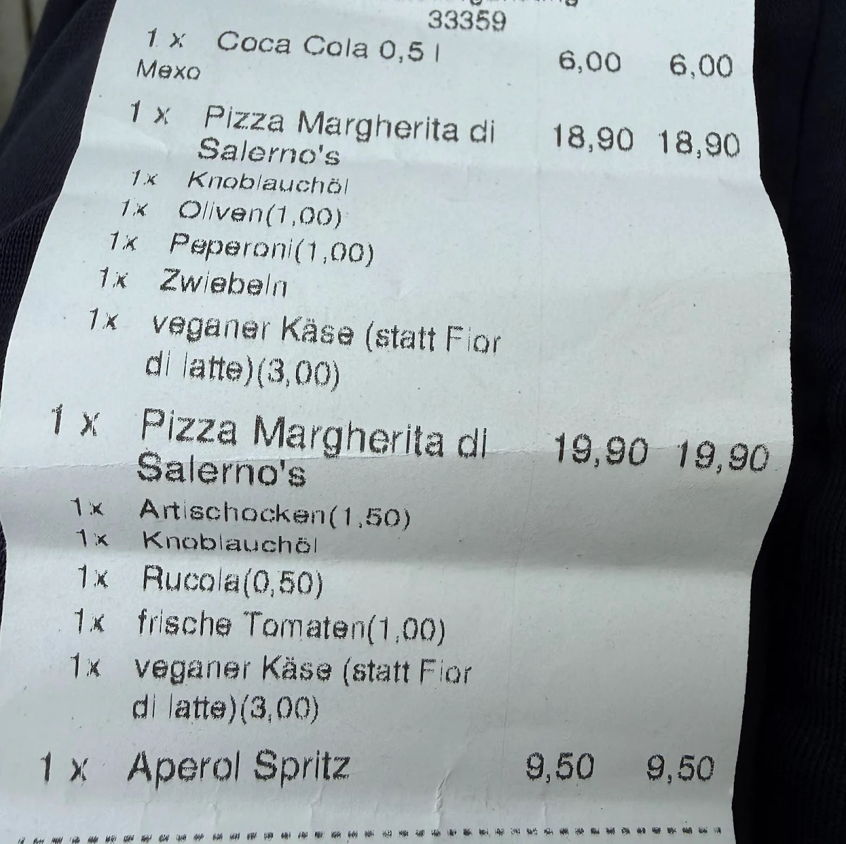 Speisekarte, Salerno’s