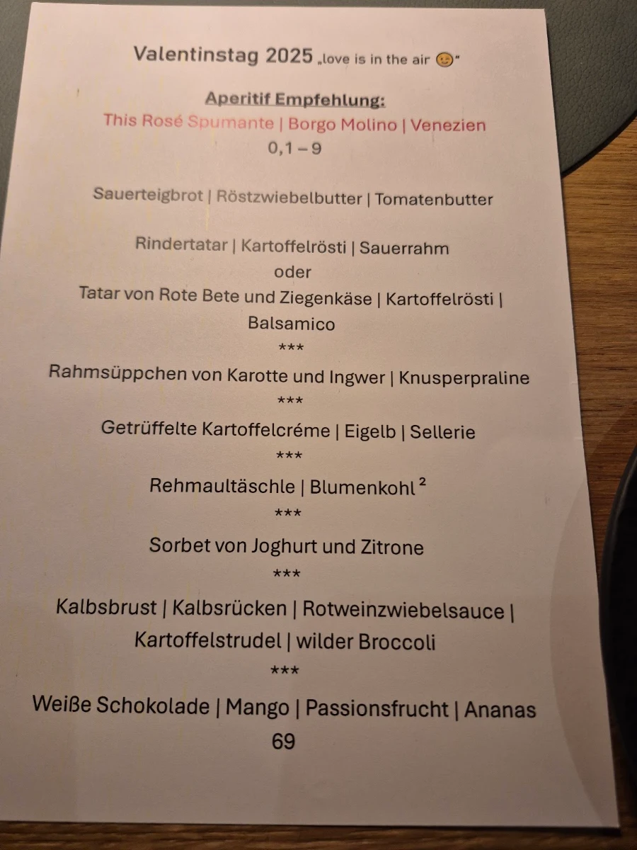 Speisekarte, Gasthaus Rössle