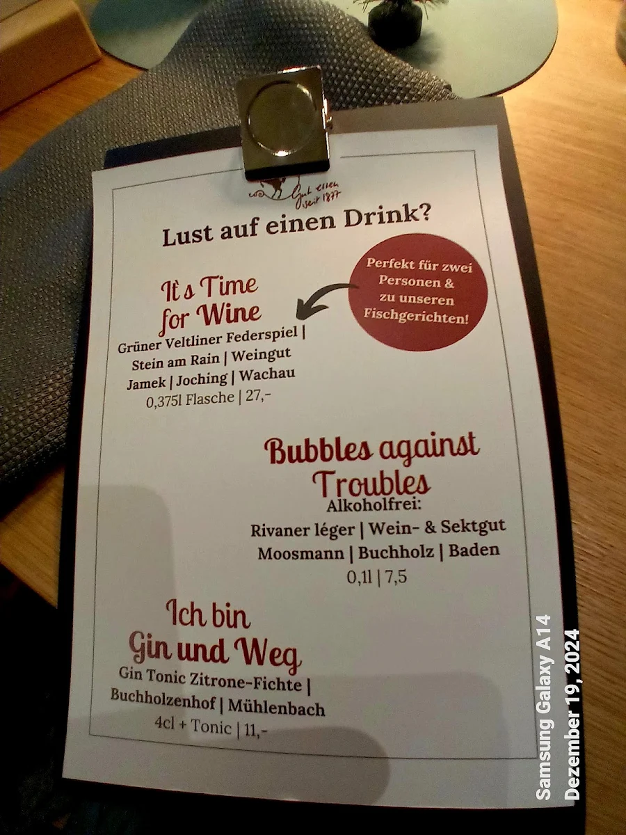 Speisekarte, Gasthaus Rössle