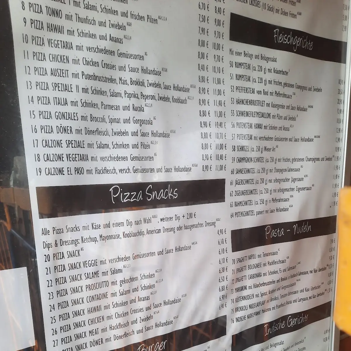 Speisekarte, Auszeit Bistro