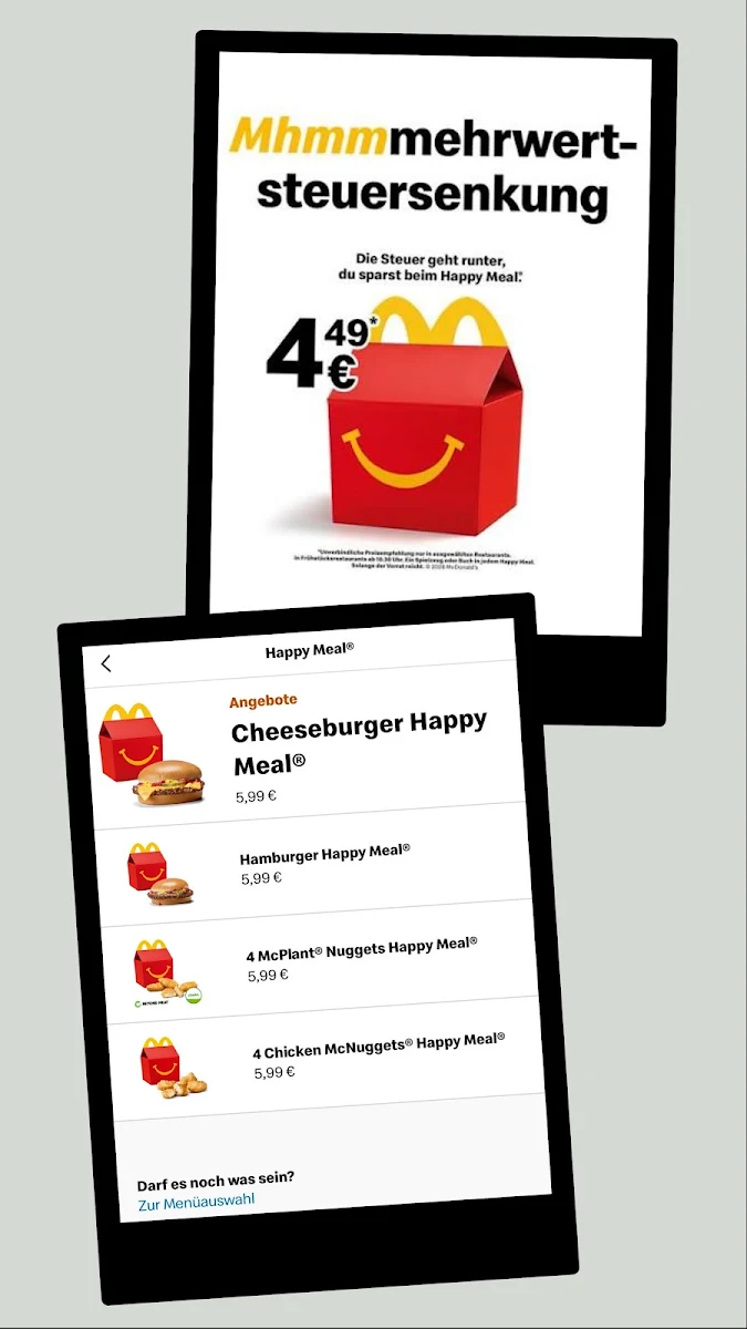 Speisekarte, McDonald's
