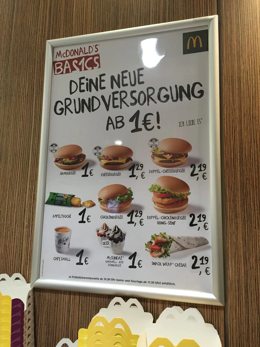 Speisekarte, McDonald's