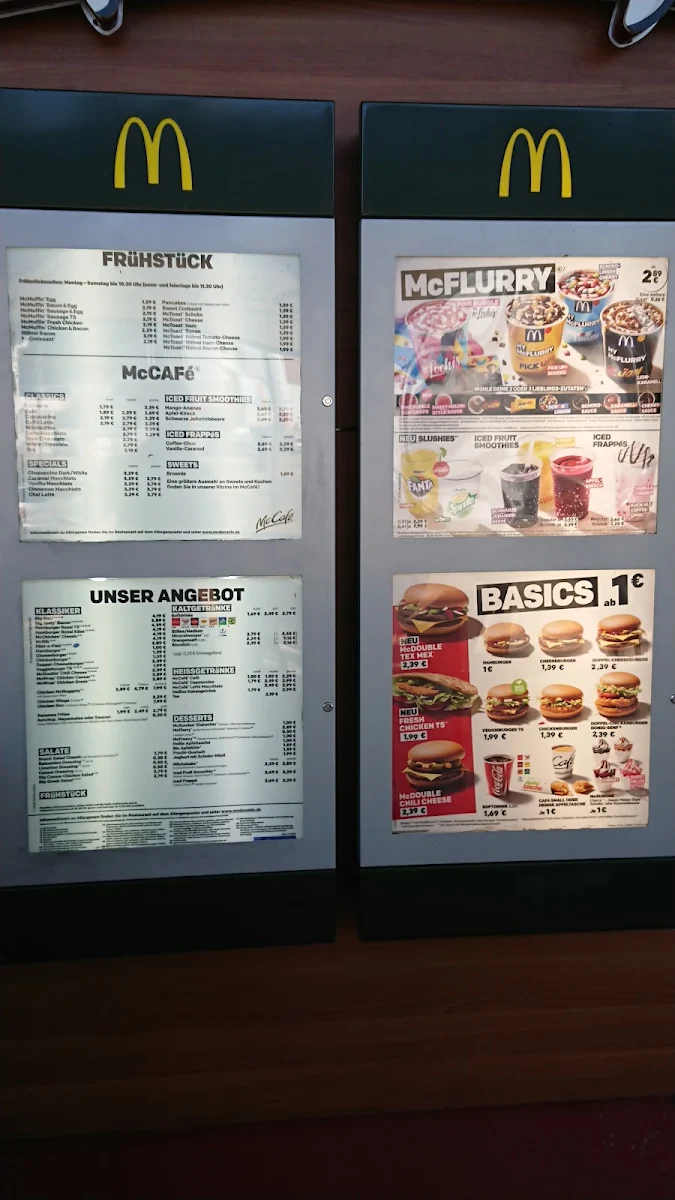 Speisekarte, McDonald's