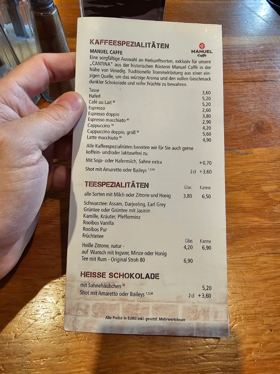 Speisekarte, Cantina in der Pasinger Fabrik GmbH
