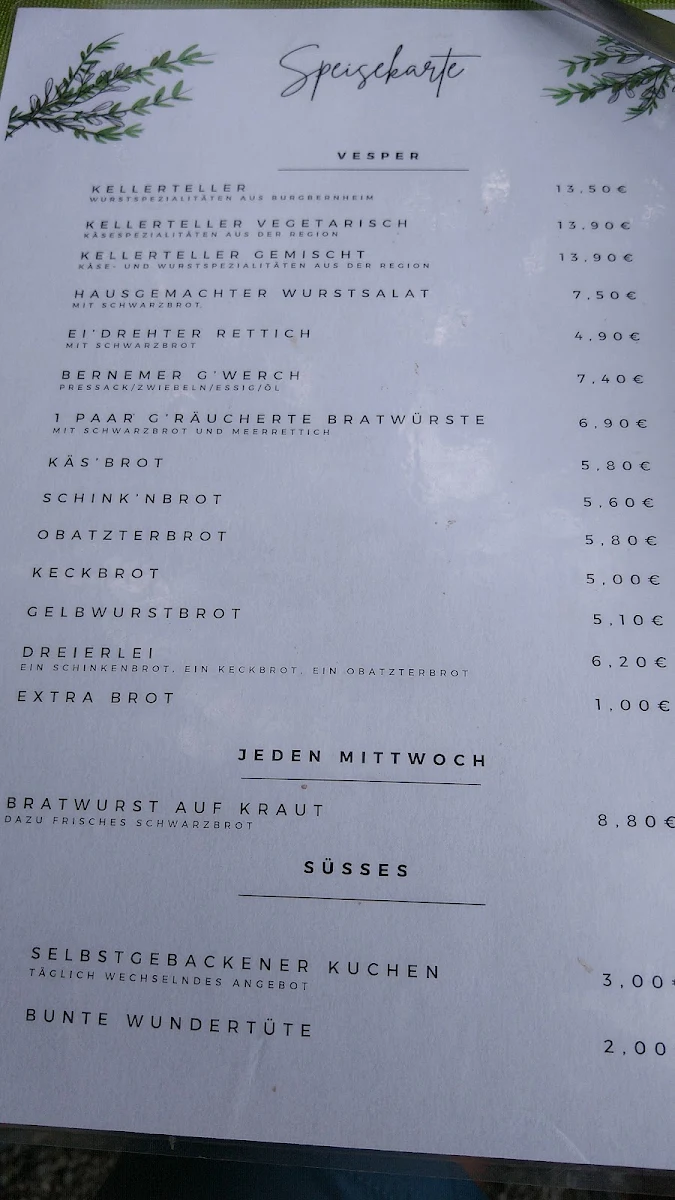 Speisekarte, Langskeller