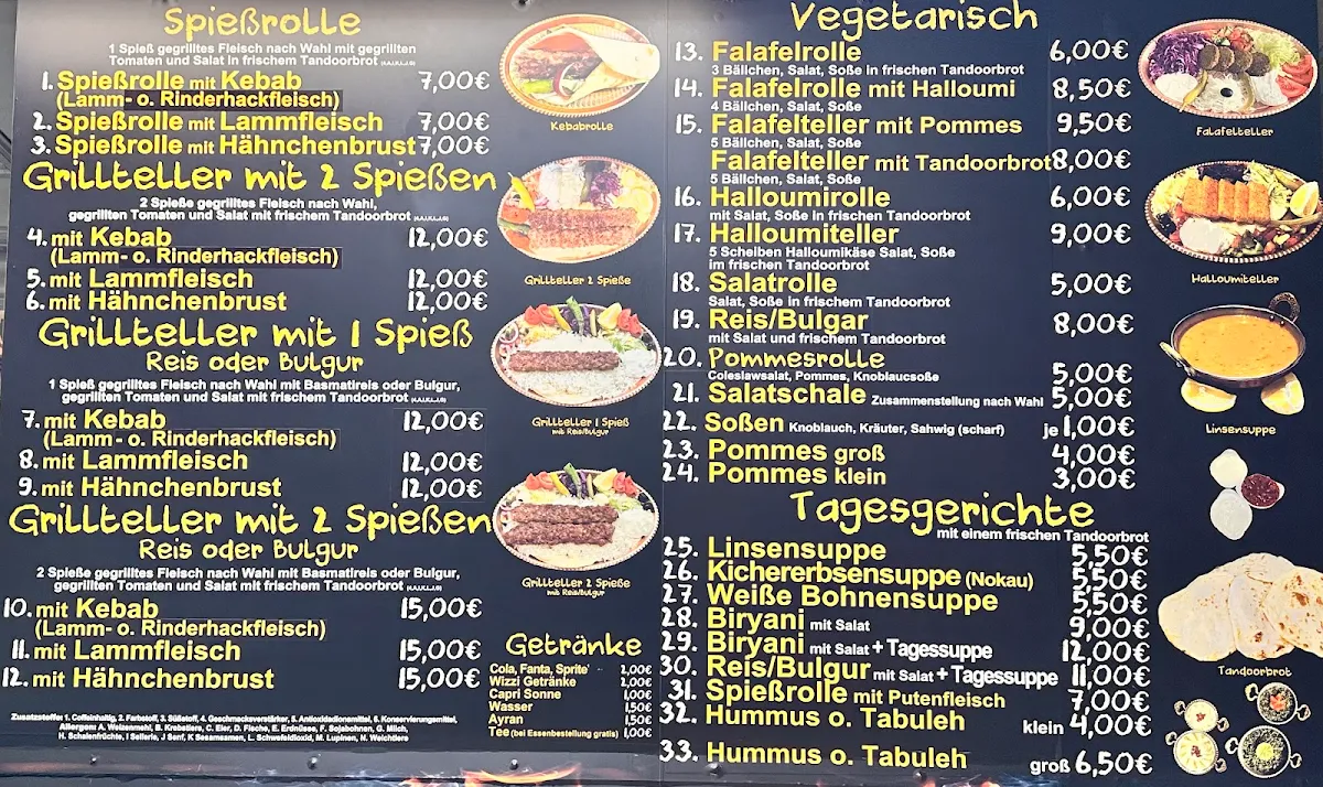 Speisekarte, Bei Osman - Holzkohlegrill