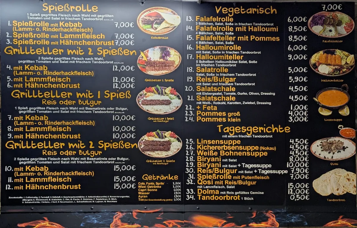 Speisekarte, Bei Osman - Holzkohlegrill