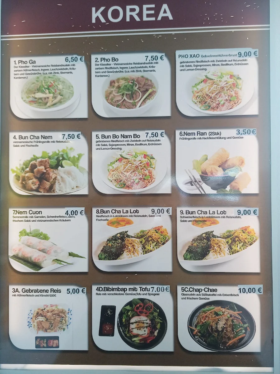 Speisekarte, Bistro Sun Hi