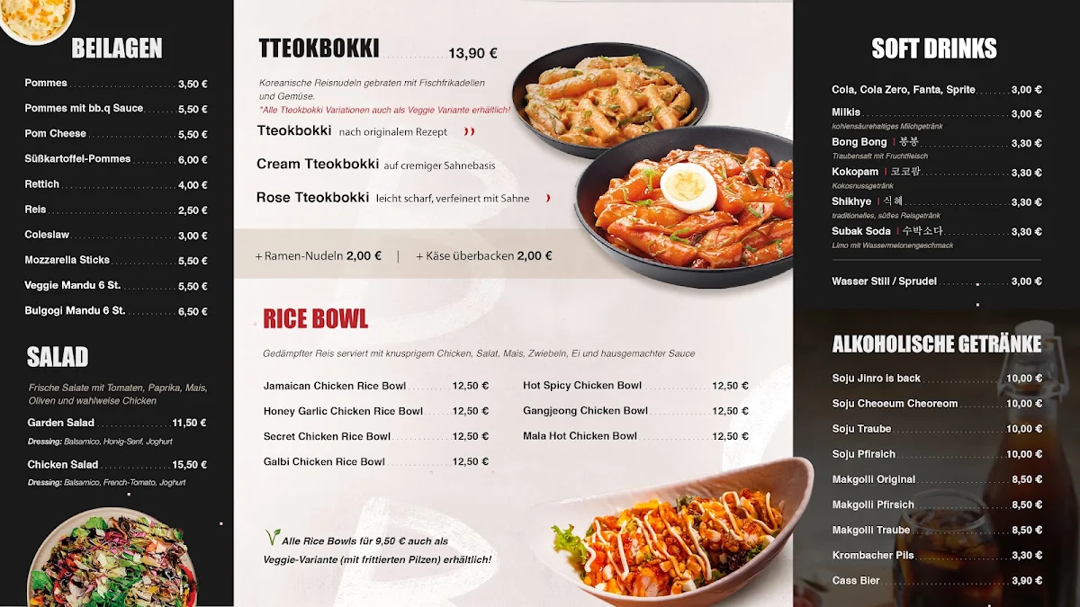Speisekarte, bb.q Chicken Hannover