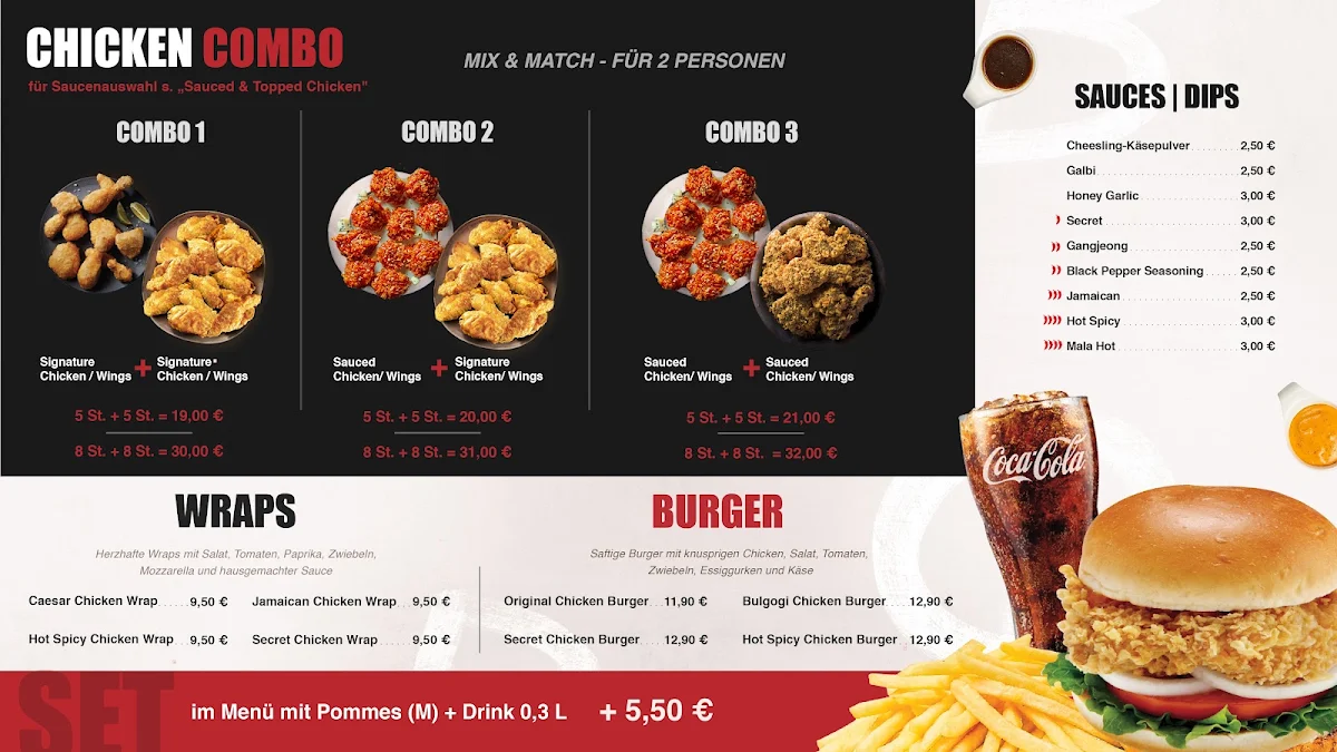 Speisekarte, bb.q Chicken Hannover