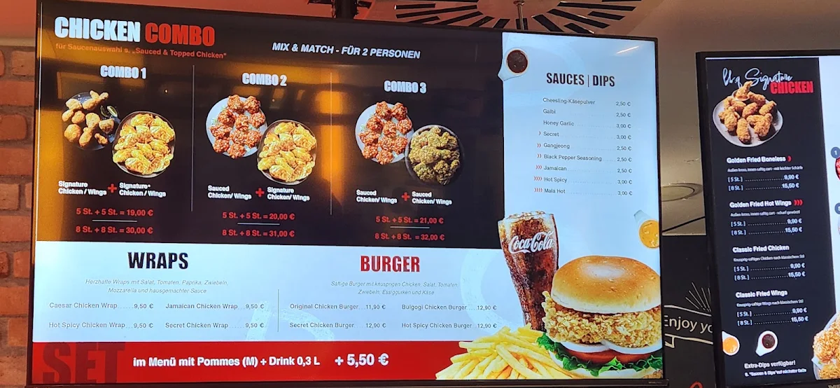 Speisekarte, bb.q Chicken Hannover