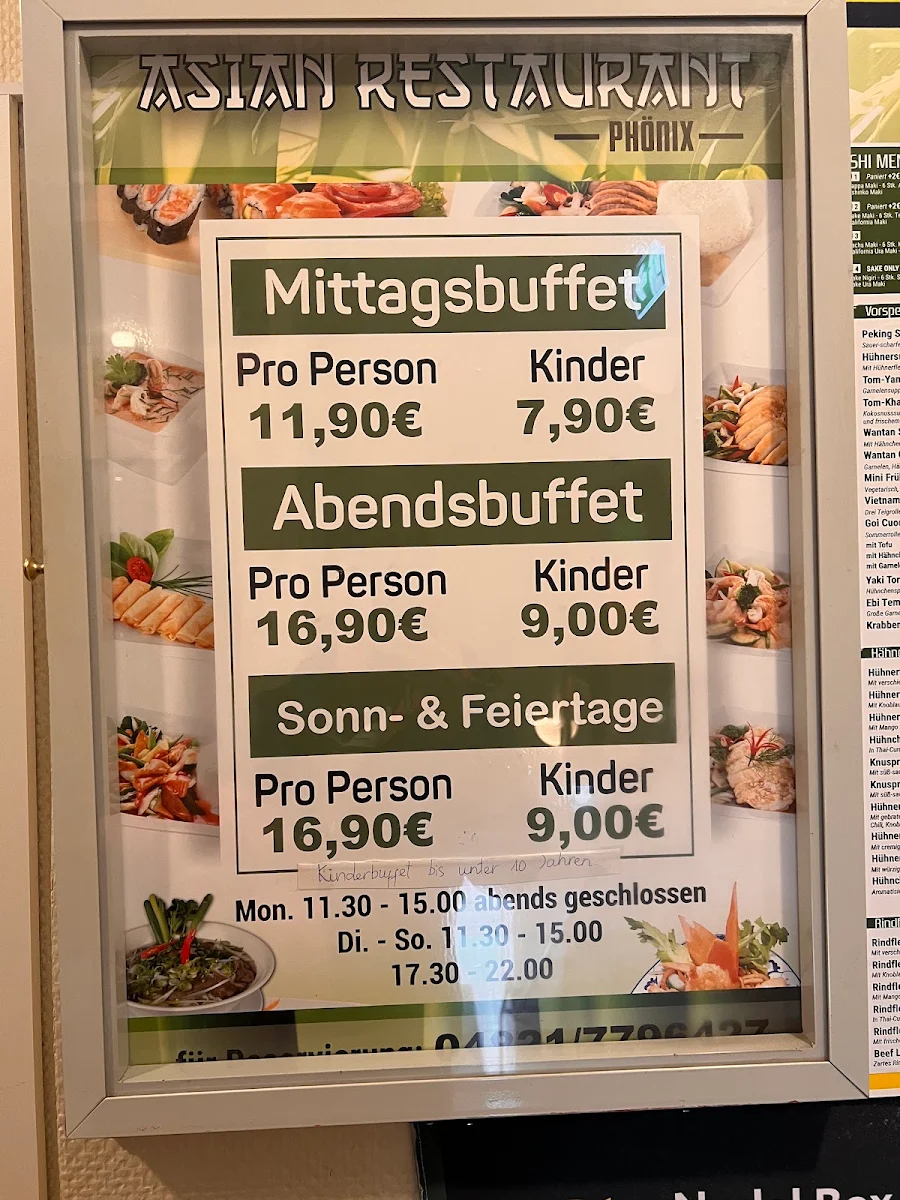 Speisekarte, ASIAN RESTAURANT Phoenix
