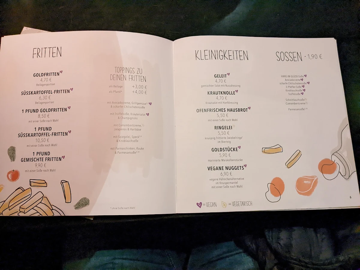 Speisekarte, HANS IM GLÜCK - PADERBORN Marienplatz