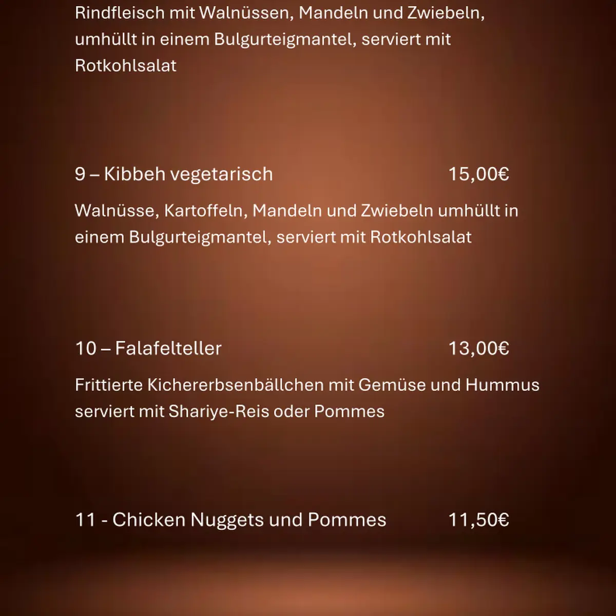 Speisekarte, Fattush - Syrisches Restaurant Schwabach