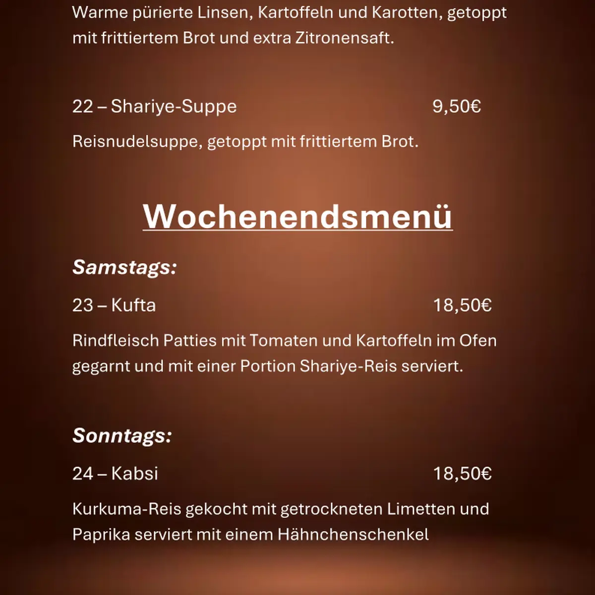 Speisekarte, Fattush - Syrisches Restaurant Schwabach
