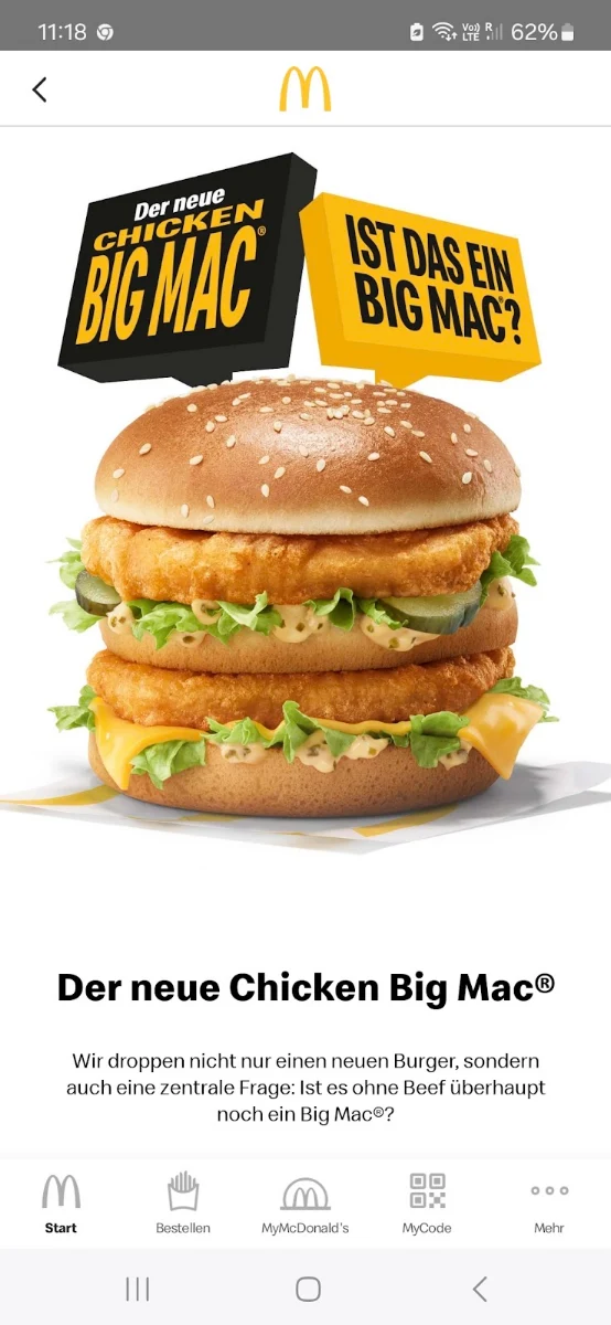 Speisekarte, McDonald's