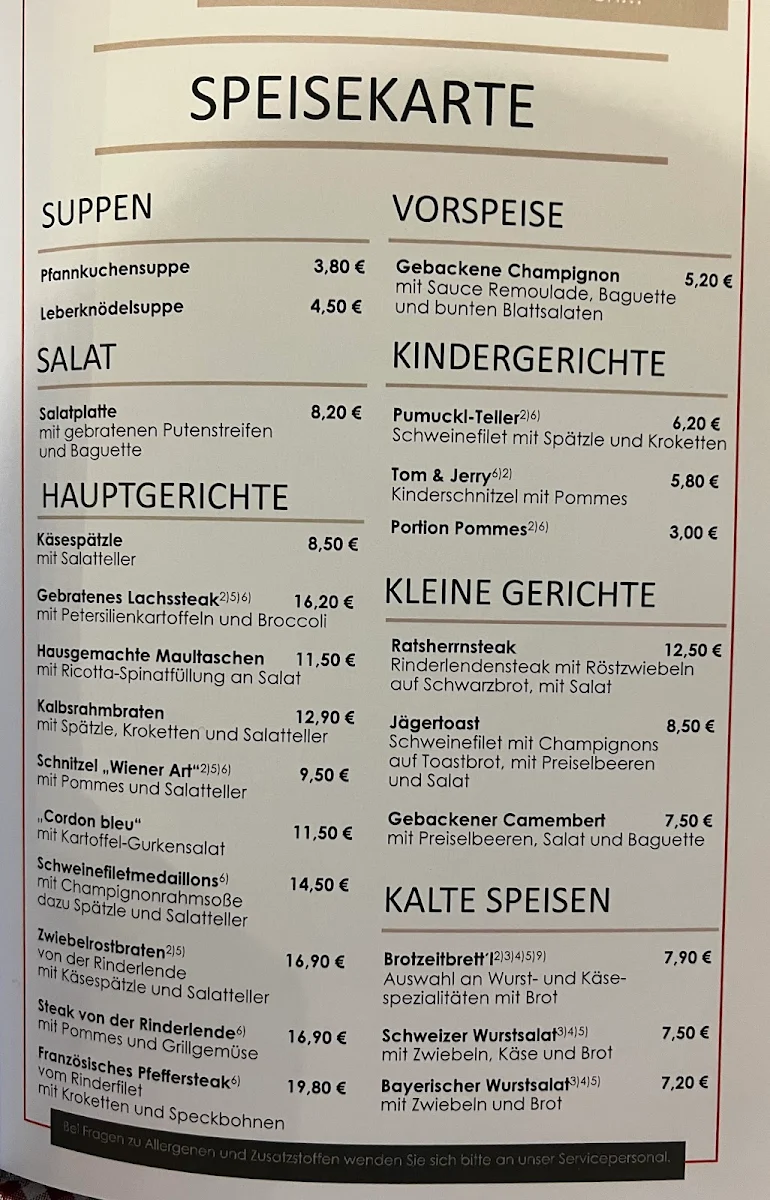 Speisekarte, Neuwirt Hotel-Gasthof-Catering
