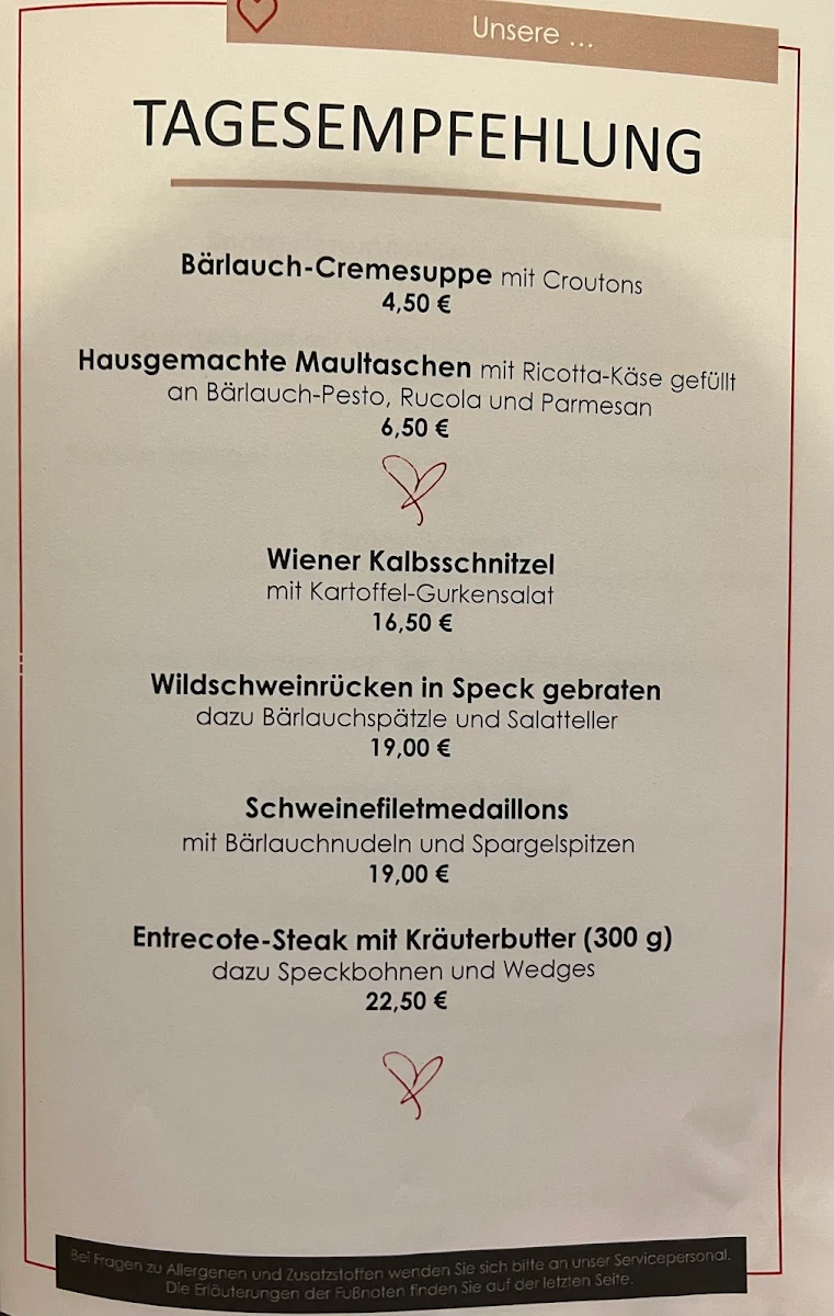 Speisekarte, Neuwirt Hotel-Gasthof-Catering
