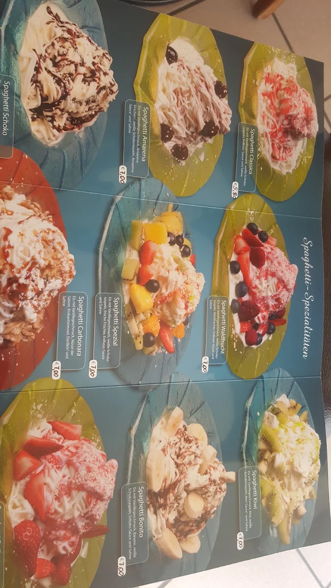 Speisekarte, Eiscafé Portofino