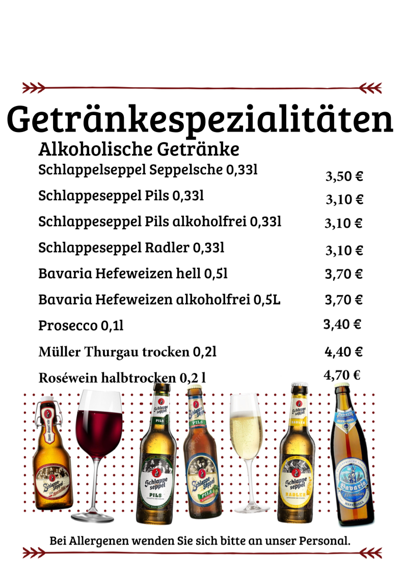 Speisekarte, Café KOMMpakt