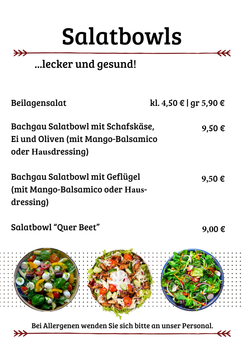 Speisekarte, Café KOMMpakt