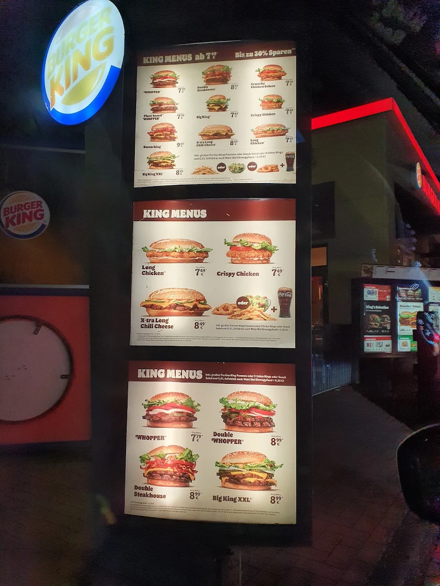 Speisekarte, Burger King Lingen