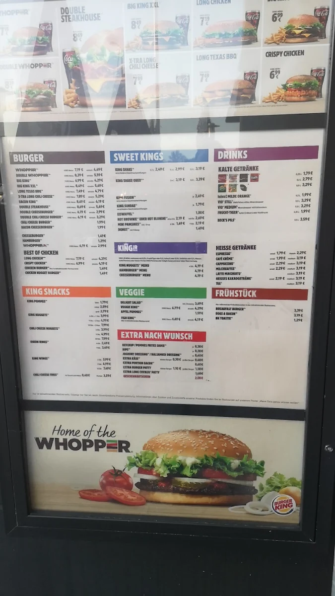 Speisekarte, Burger King Lingen