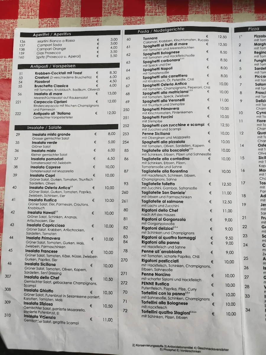 Speisekarte, Pizzeria Ristorante da Salvatore
