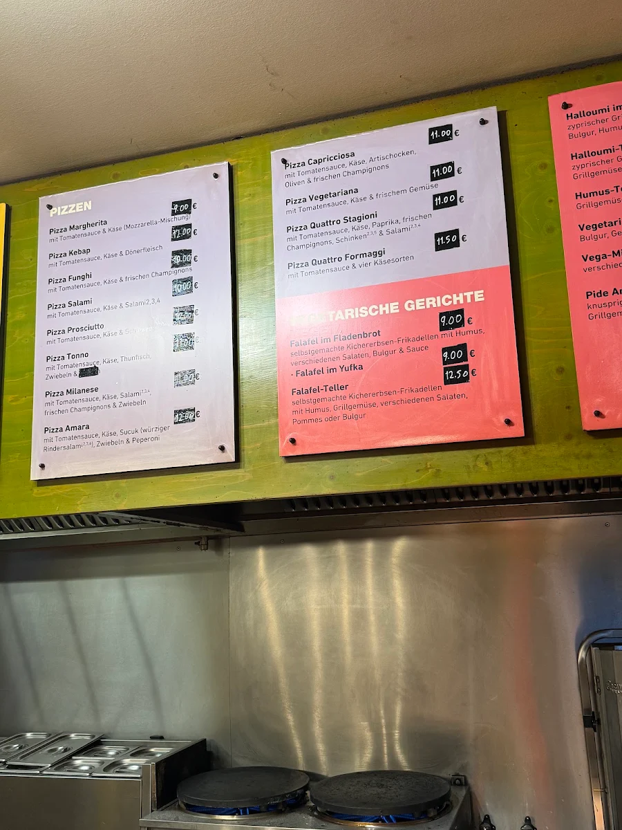 Speisekarte, Amara Stühlinger Döner Kebab