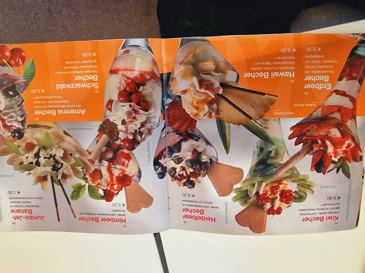 Speisekarte, Eiscafé Stresa