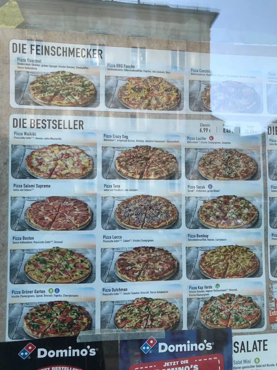 Speisekarte, Domino's Pizza Zwickau Innenstadt