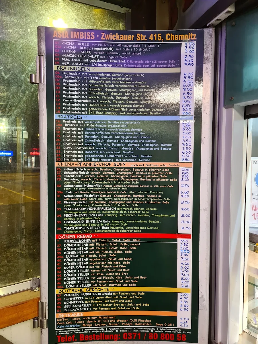 Speisekarte, Asia Imbiss & Döner Kebap