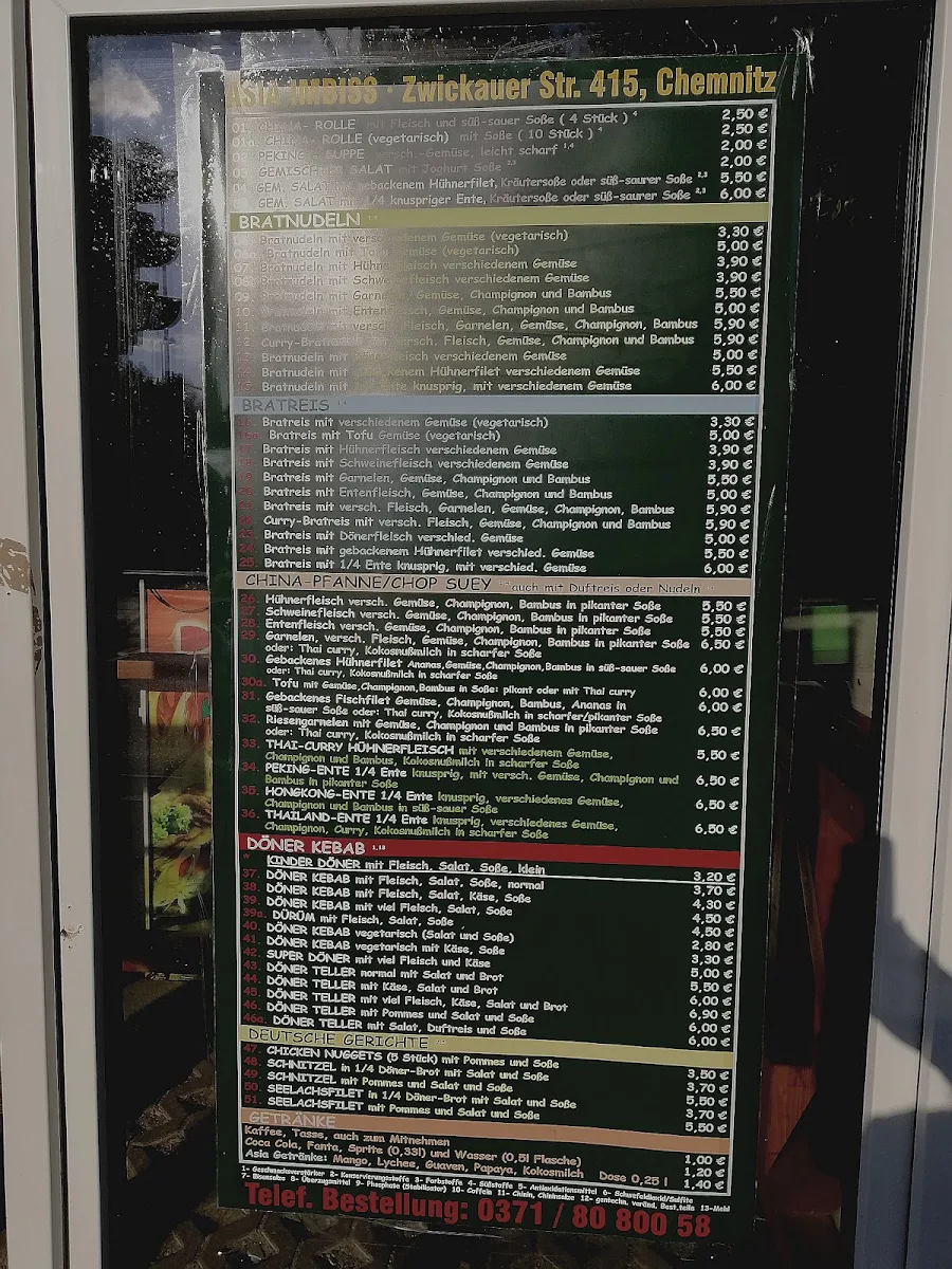 Speisekarte, Asia Imbiss & Döner Kebap