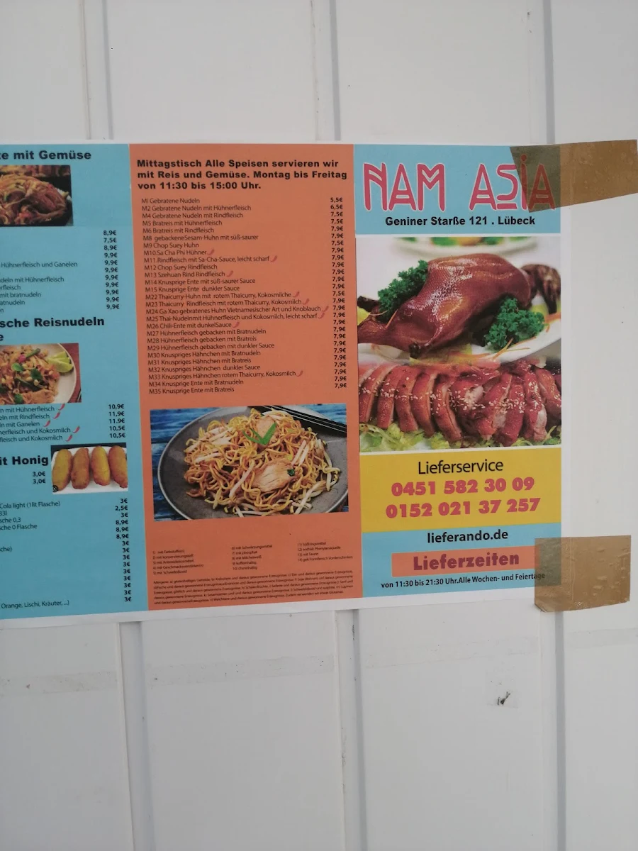 Speisekarte, Asia Nam Imbiss