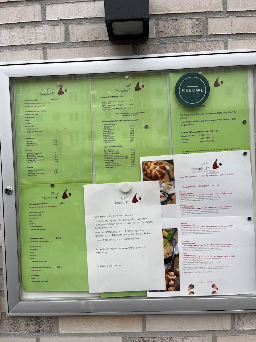 Speisekarte, Café "Neudorf"