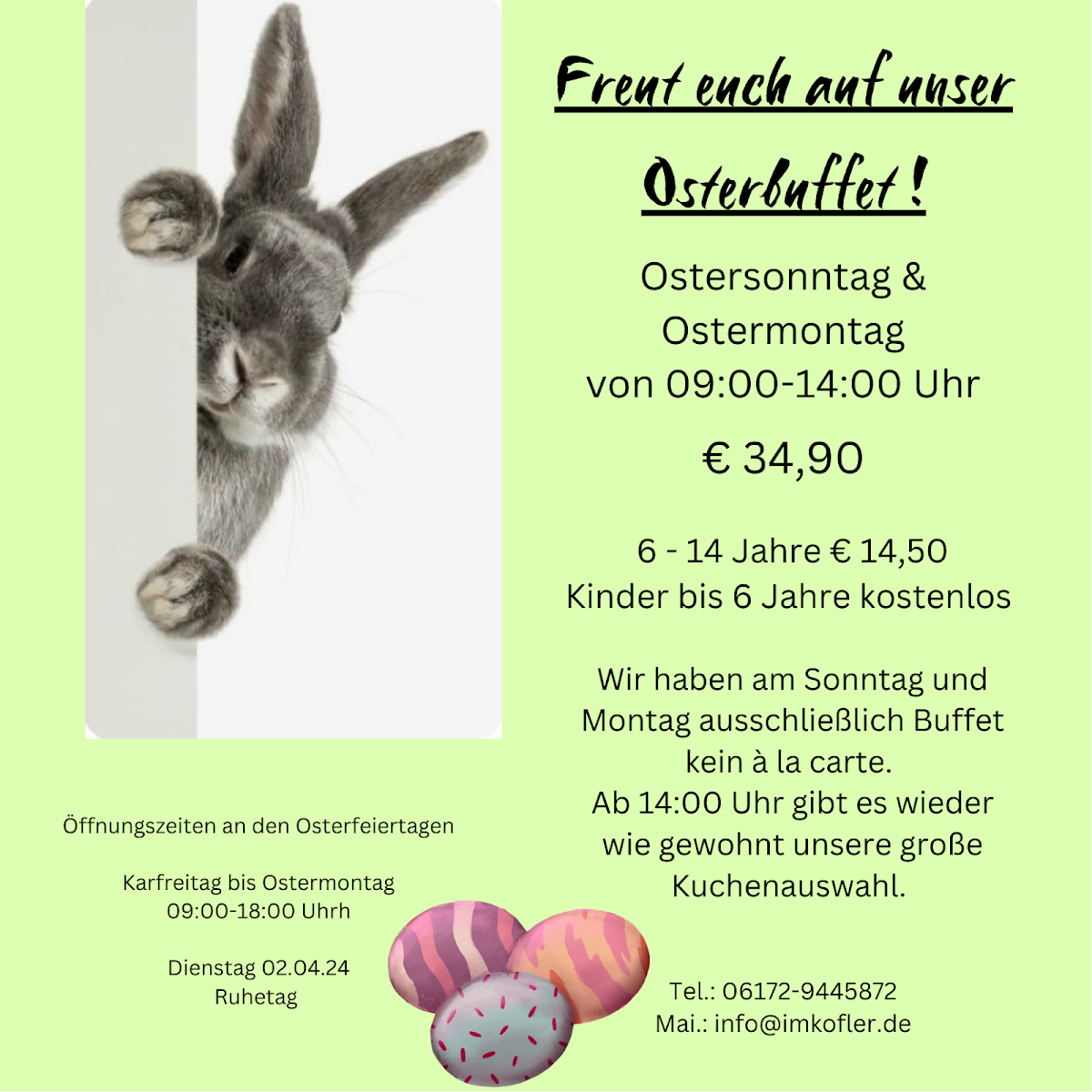 Speisekarte, Im Kofler