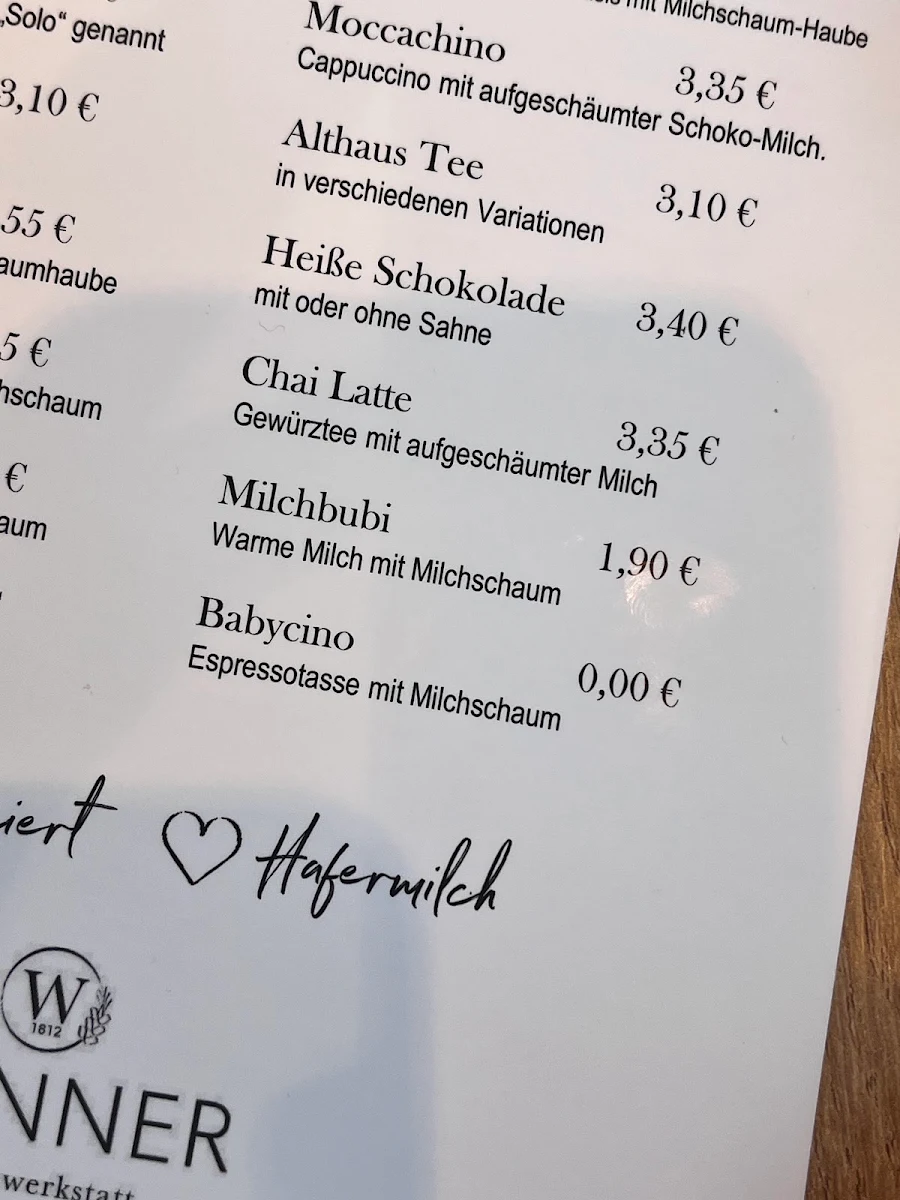 Speisekarte, Wanner´s Bernhausen Bahnhof