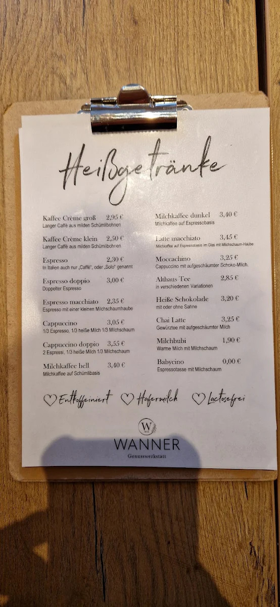Speisekarte, Wanner´s Bernhausen Bahnhof