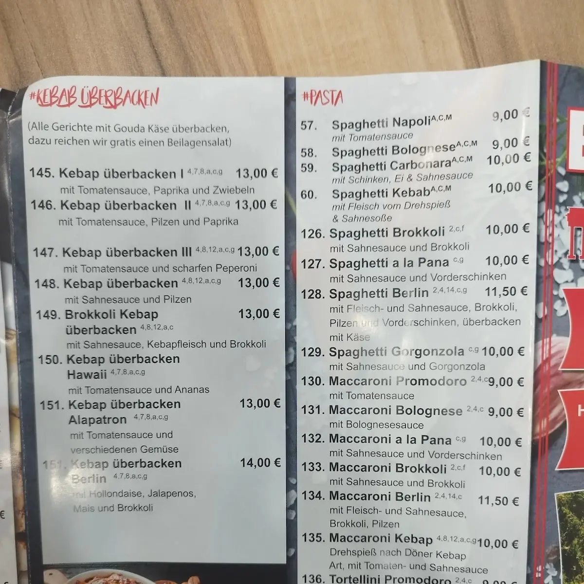 Speisekarte, Berlin Döner