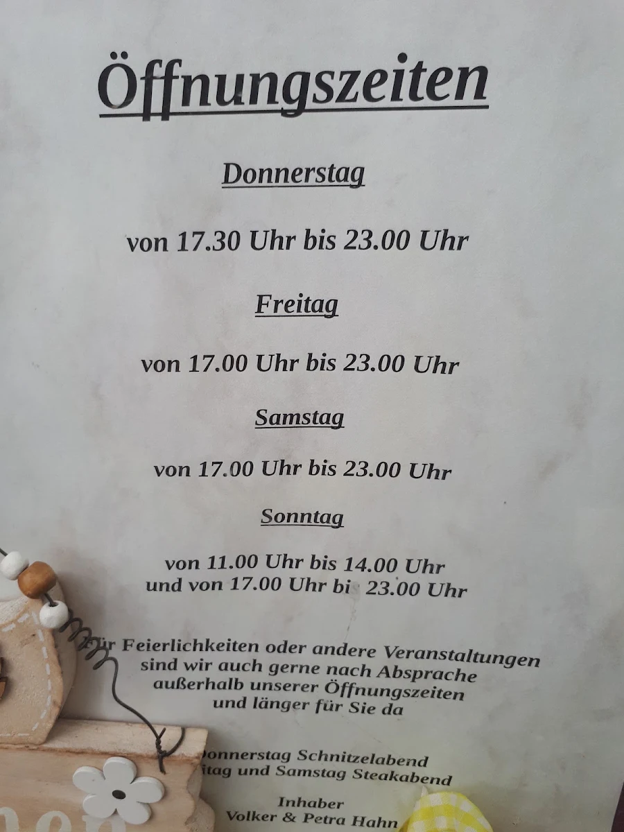 Speisekarte, Speisegaststätte Zur Krone