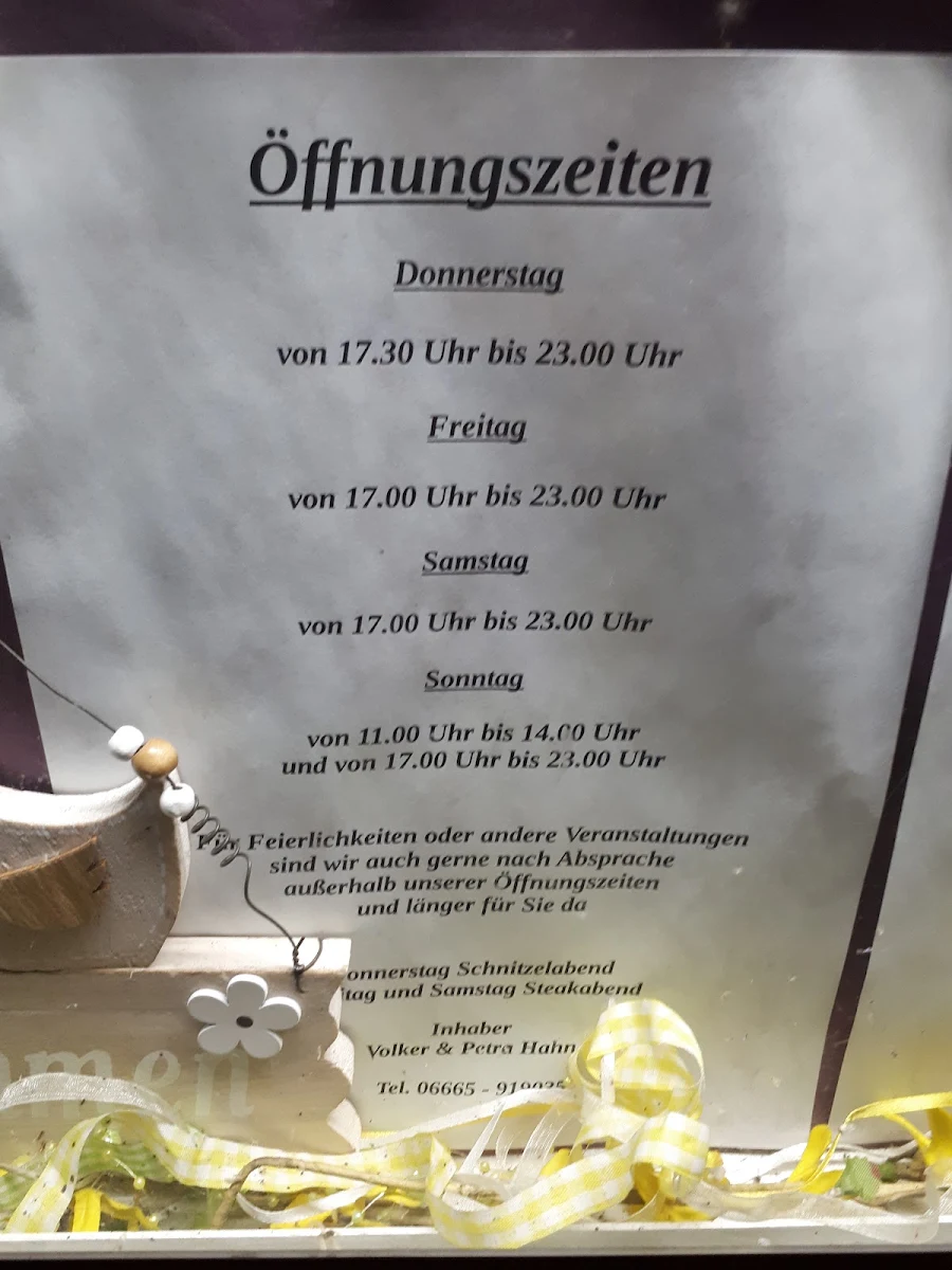 Speisekarte, Speisegaststätte Zur Krone